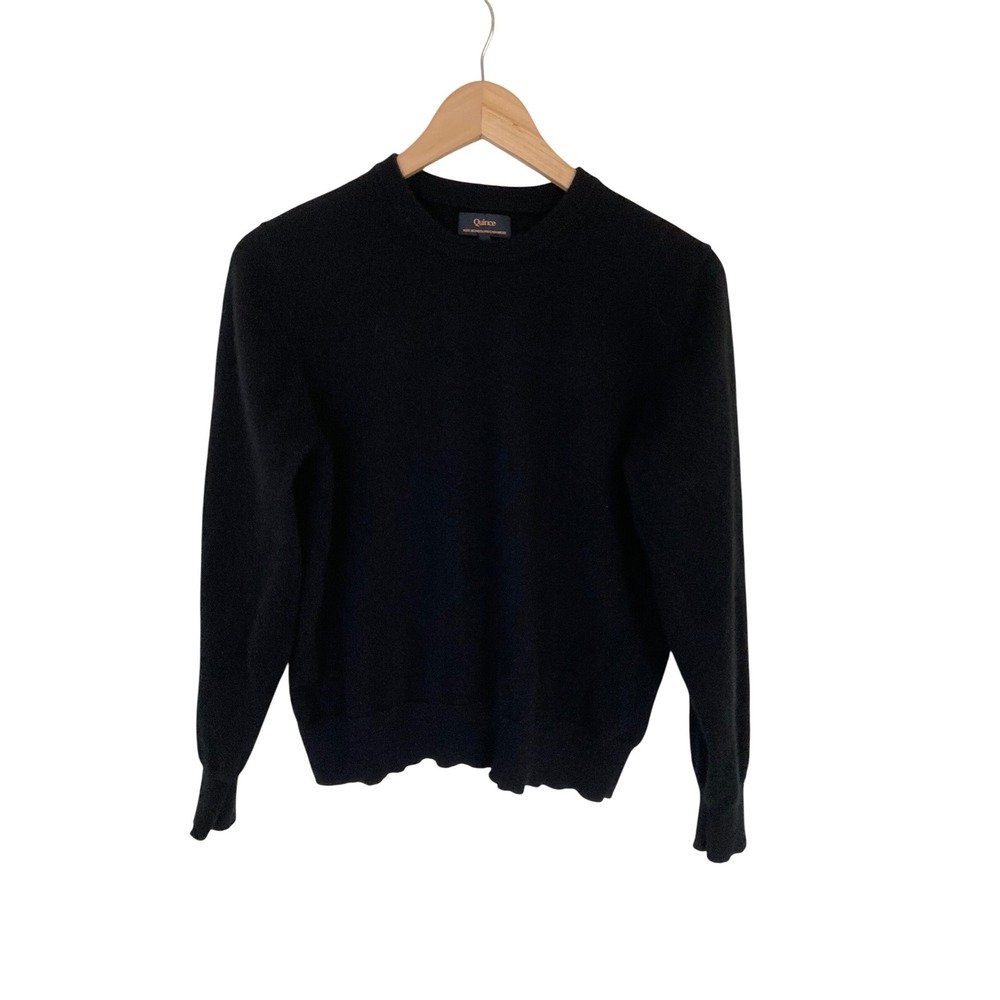 Quince Womens Black 100% Mongolian Cashmere Crewneck Sweater Large SGK001‎